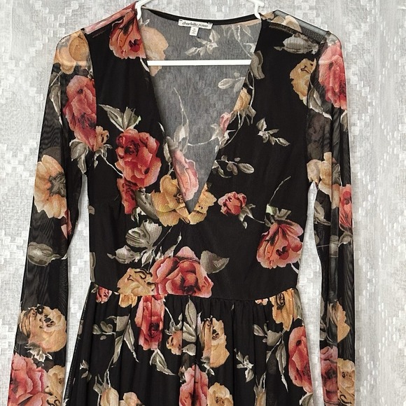 ✨ VTG Y2K Whimsigoth Floral Dress – Black – Medium Fairy Grunge Witchy Holiday ✨ - Picture 3 of 9